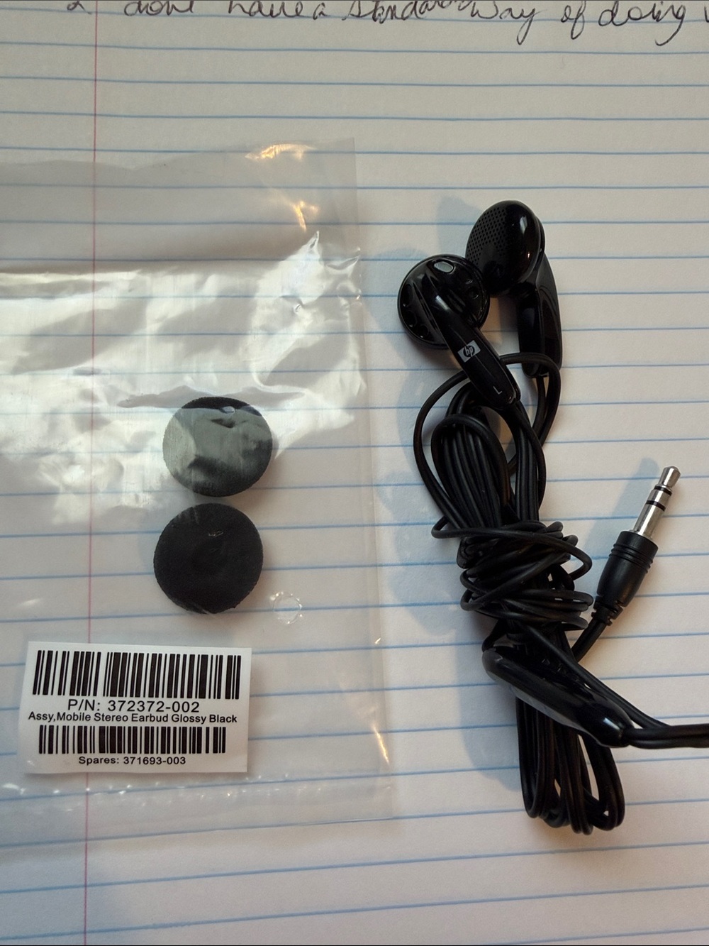 HP Glossy Black Laptop Mobile Stereo Earbuds - Black